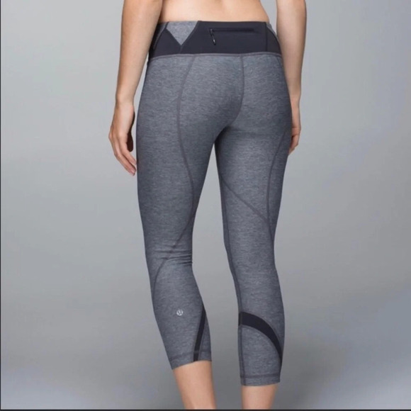 Lululemon Run Inspire Crop II Luxtreme 6 Heathered Deep Coal Cropped Leggings - Picture 14 of 14
